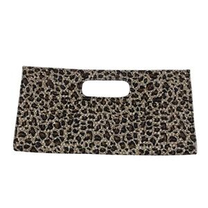 Giannini Leopard Print Slim Envelope Clutch Bag Purse Cotton Blend Textured Boho